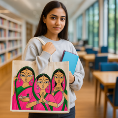 Artistic Women Print Canvas Tote Bag