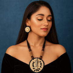 Handcrafted Tribal Necklace Set with Durga Pendant