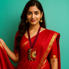 Hand-Painted Maroon Floral Tribal Necklace Set