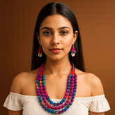 Colorful Shell Bead Necklace Set (Multicolor)