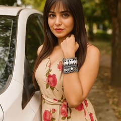 Tribal Shell & Mirror Work Statement Bracelet (1 Pieces)