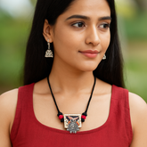 Antique Tribal Pendant Necklace with Frame Motif