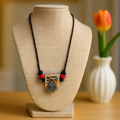 Antique Tribal Pendant Necklace with Frame Motif