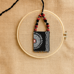 Handpainted Black Tribal Pendant Necklace