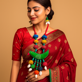 Colorful Bird Motif Necklace Set with Earrings