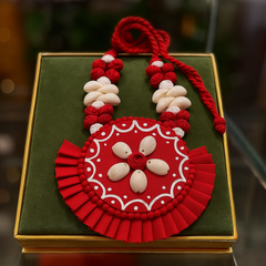 Festive Red Circular Shell Necklace Set