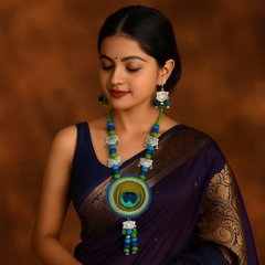 Peacock Glory Multicolor Thread Necklace Set