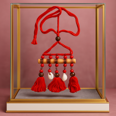 Red Tassel Cowrie Shell Bamboo Pendant Necklace with Erring