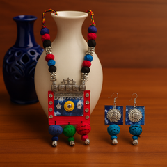 Multicolor Oxidized Tribal Beaded Necklace Set