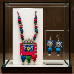 Multicolor Oxidized Tribal Beaded Necklace Set