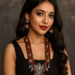 Antique Oxidized Temple Necklace Set