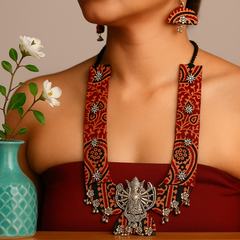 Antique Oxidized Temple Necklace Set