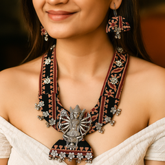 Handcrafted Goddess Lakshmi Temple Necklace Set