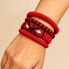 Red & Black Handcrafted Bangle Set