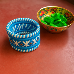 Blue & Cream Handcrafted Bangle Set