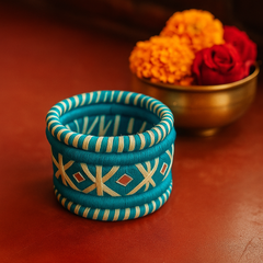 Blue & Cream Handcrafted Bangle Set