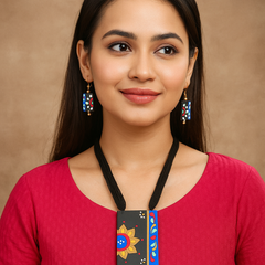Hand-Painted Terracotta Necklace & Earring Set