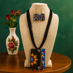 Hand-Painted Terracotta Necklace & Earring Set