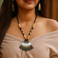 Tribal Handmade Beaded Necklace & Earring Set
