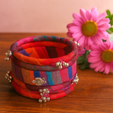 Multicolor Fabric Kada with Silver Beads & Elephant Charm
