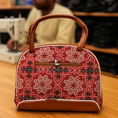 Red Ajrakh Print Handcrafted Tote Bag