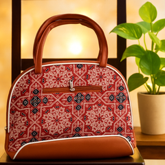 Red Ajrakh Print Handcrafted Tote Bag