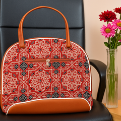 Red Ajrakh Print Handcrafted Tote Bag
