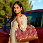 Red Ajrakh Print Handcrafted Tote Bag