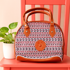 Maroon Handcrafted Tote Bag with Ethnic Print