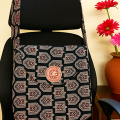 Black & Maroon Block Print Sling Bag with Round Patch