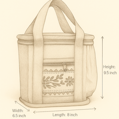 Handbag – Floral Embroidered with Side Bottle Holder