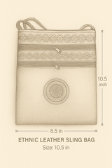 Beige Faux Leather Sling Pouch – Floral Fusion