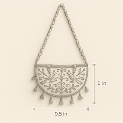 Vibrant Embroidered Sling – Rainbow Strap Parrot Motif Purse