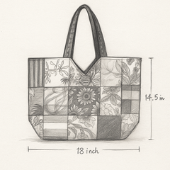 Floral Mixed Fabric Patchwork Tote Bag