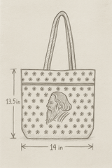 Navy Blue Handbag with Rabindranath Tagore Print & Traditional Motif