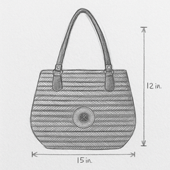 Brown Textured Jute Handbag with Black Leather Handles