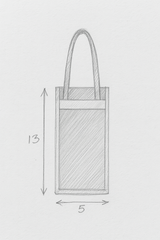 Embroidered Blue Water Bottle Handbag with Orange Trim