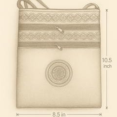 Navy Blue Faux Leather Ethnic Sling – Triple Zip Utility Bag