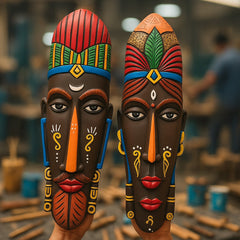 Tribal Fusion Handpainted Wall Mask Set (Male & Female)