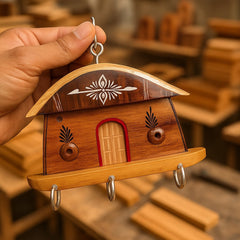 Mini Hut Handcrafted Wooden Key Holder