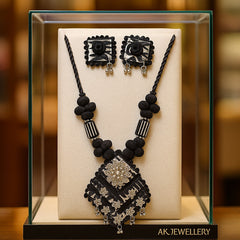 Elegant Black Oxidized Thread Necklace Set