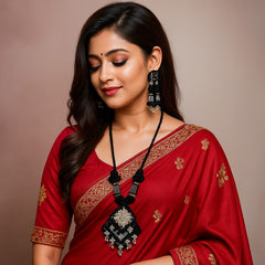 Elegant Black Oxidized Thread Necklace Set