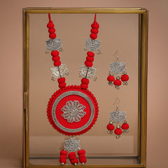 Bold Red Circle Pendant Necklace Set