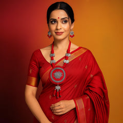 Bold Red Circle Pendant Necklace Set