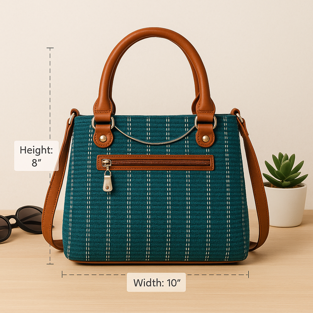 Teal Blue Handcrafted Mini Tote Bag –  Sling Handbag for Women