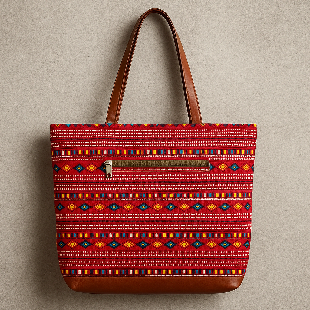 Handcrafted Tribal Pattern Tote Bag – Ethnic Shoulder Bag for Women
