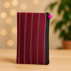 Scarlet Stitch Handwoven Jute Zipper Pouch