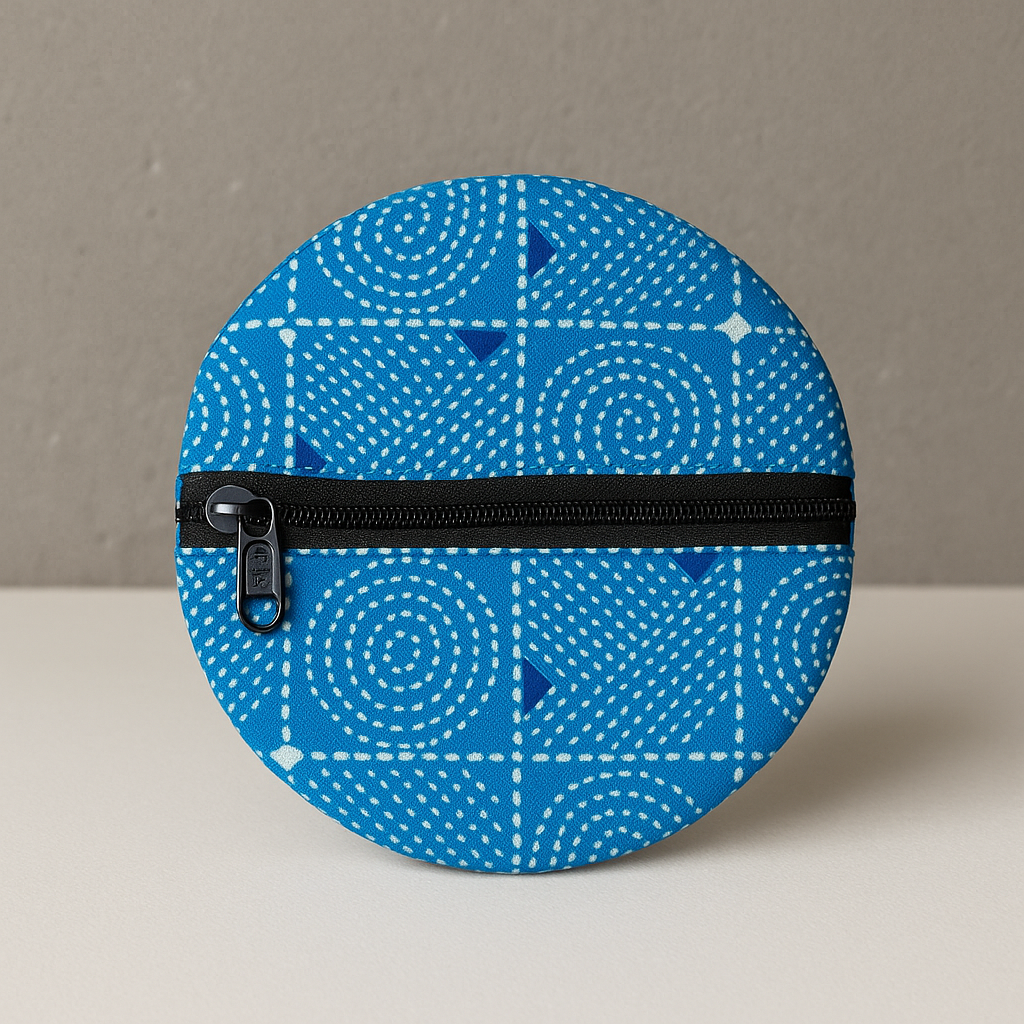 Azure Spiral Handcrafted Cotton Coin Pouch