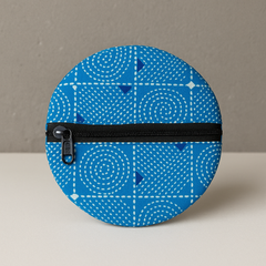 Azure Spiral Handcrafted Cotton Coin Pouch