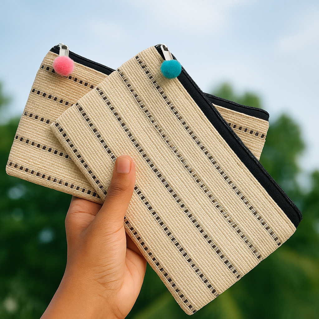 EcoWeave Handwoven Jute Zipper Pouch